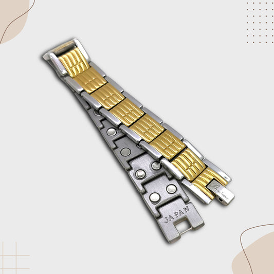 Daily Wear Titanium Bio Magnetic Bracelet For Men Stylish Silver Gold Dual Tone Magnetic Bracelet Luxury Design