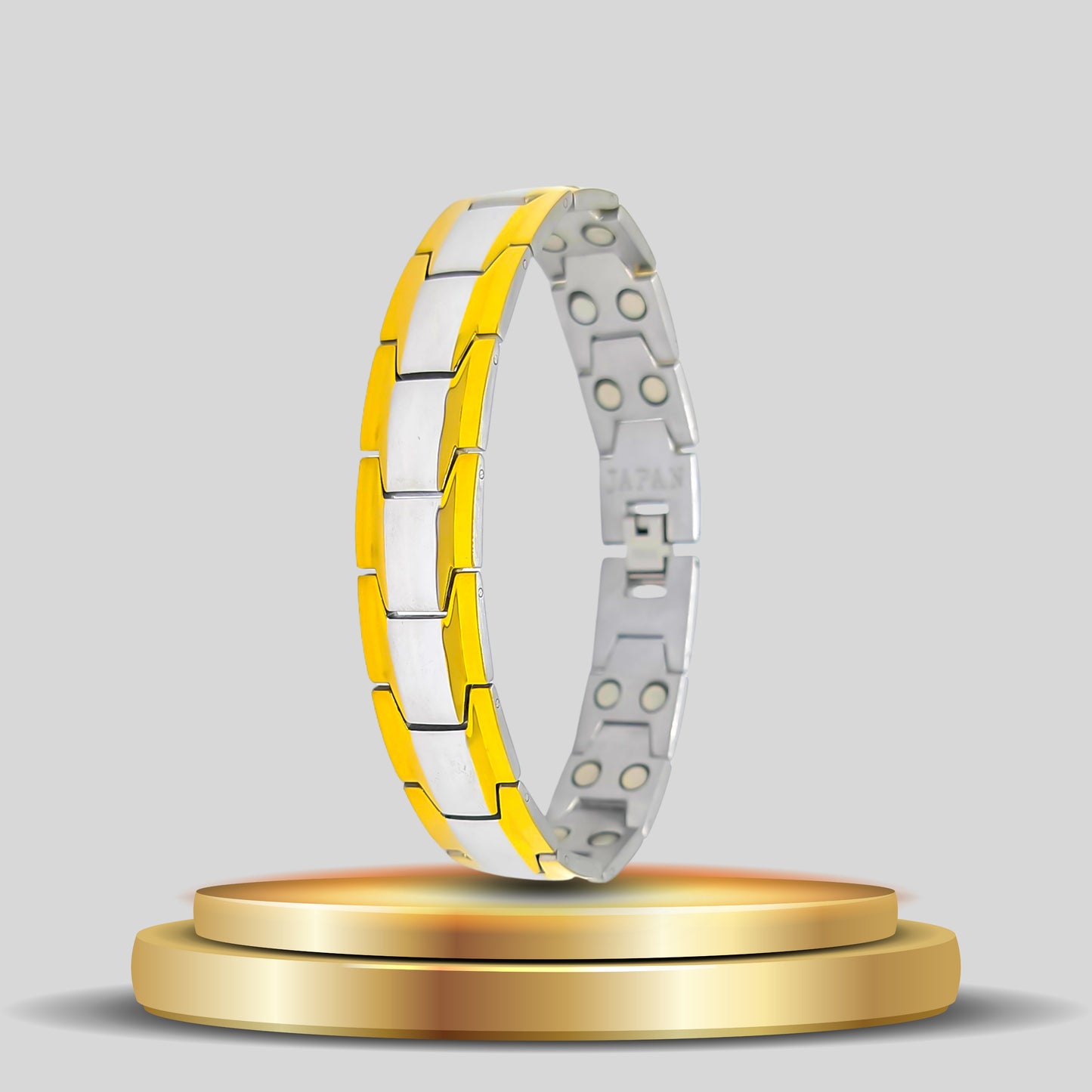 Stylish Daily Wear Bio Magnetic Bracelet For Men Trendy Silver Gold Dual Tone Magnetic Bracelet Luxury Design