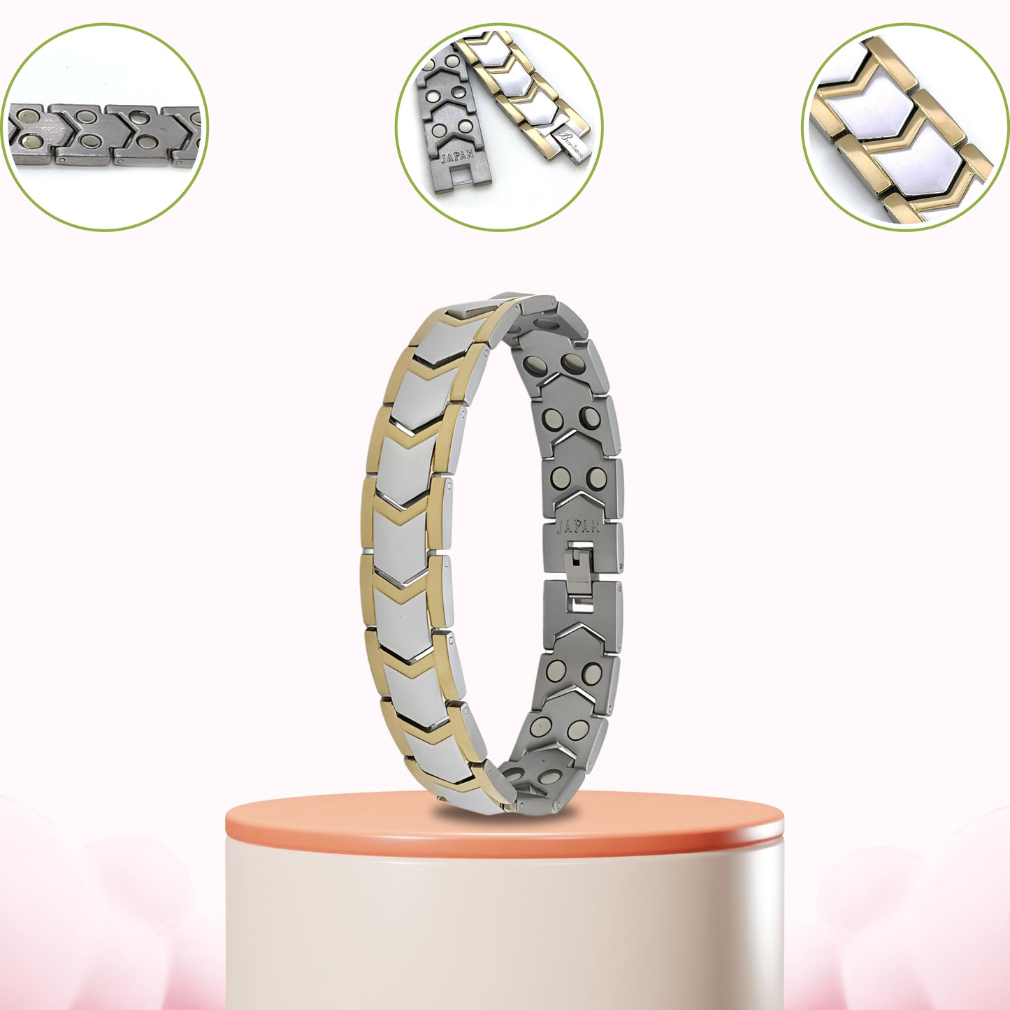 Stylish Titanium Bracelet For Bp Maintain With 22 Power Magnets Trendy Daily Wear Bio Mangetic Bracelet For Men