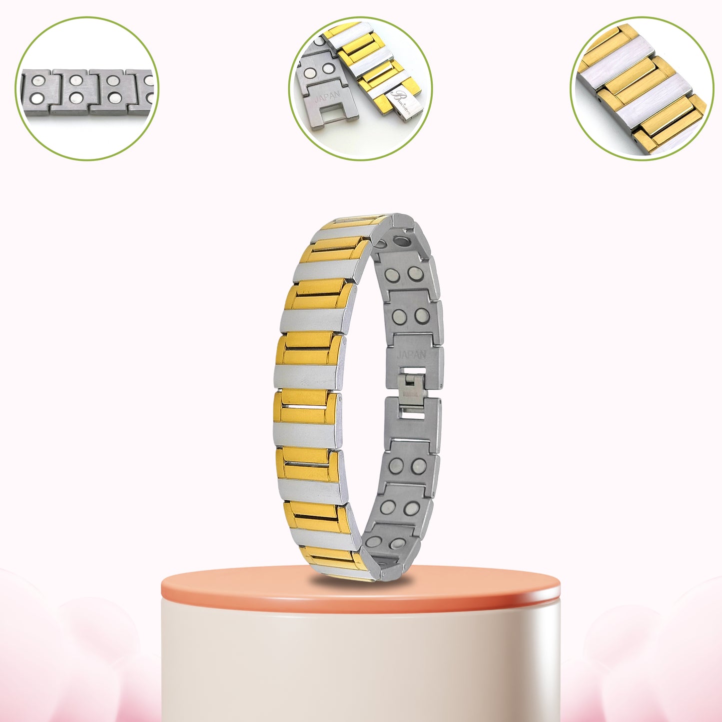 Bio Magnetic Bracelet Titanium Material 22 Magnets Backside Foldover Locking System Best Gift For Man