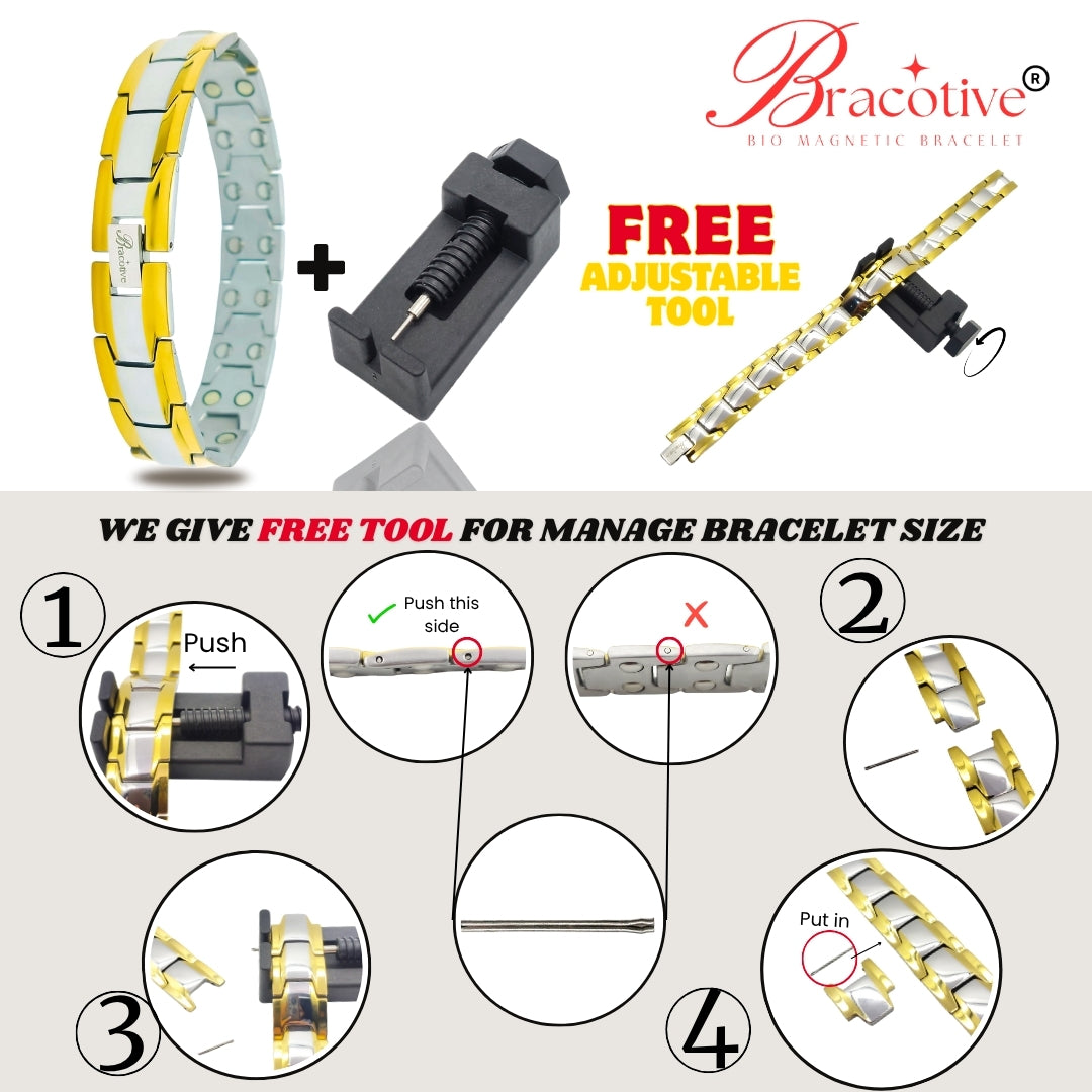 Stylish Daily Wear Bio Magnetic Bracelet For Men Trendy Silver Gold Dual Tone Magnetic Bracelet Luxury Design