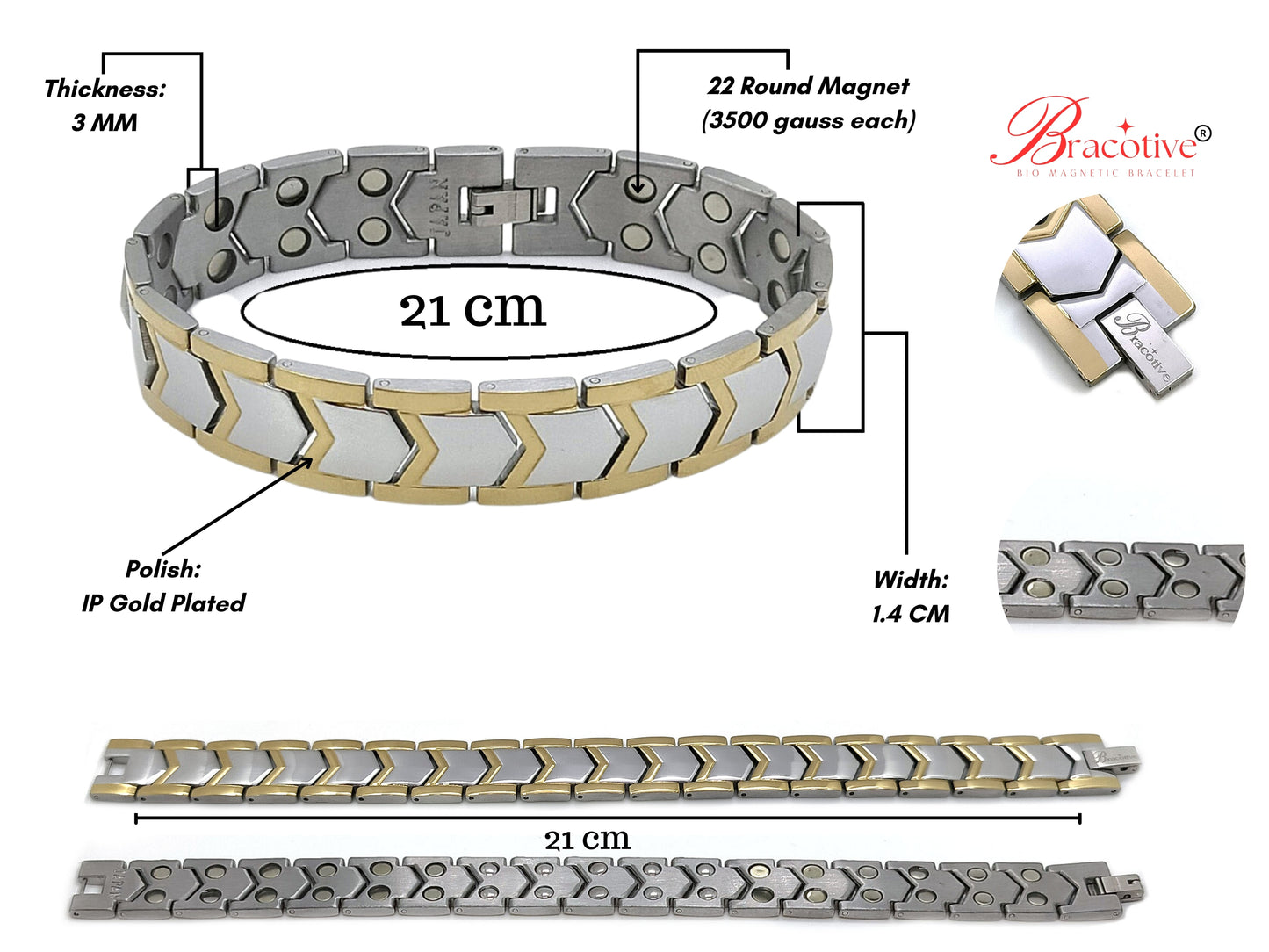 Stylish Titanium Bracelet For Bp Maintain With 22 Power Magnets Trendy Daily Wear Bio Mangetic Bracelet For Men