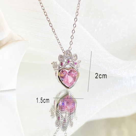 Heart Pink Crown Pendant Gold Chain For Women Just Rs.499/-