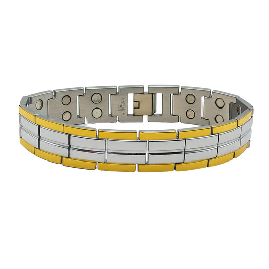 Titanium Silver Gold Stainless Steel Bio Magnetic Bracelet For Men