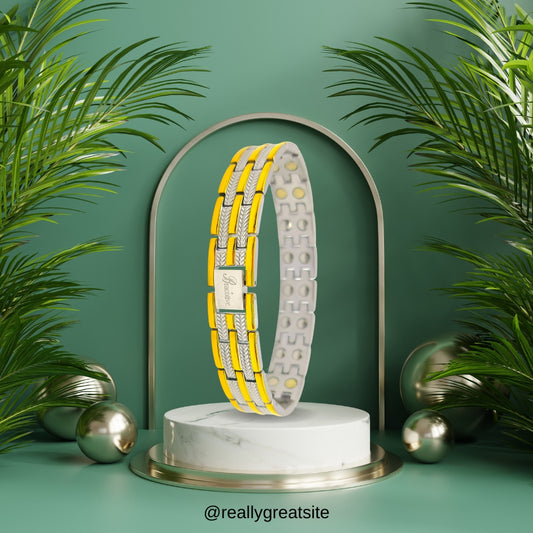 Stylish Silver Gold Plated Titanium Bracelet 22 Power Magnets Trendy Daily Wear Bio Mangetic Bracelet For Men