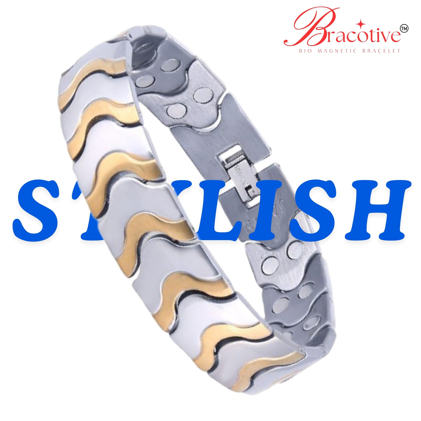 Titanium Stainless Steel Bio Mangetic Bracelet Maintain Bp With 22 Magnets Stylish Bracelet Design For Men
