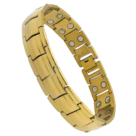 Stylish Gold Plated Titanium Bracelet 22 Power Magnets Trendy Daily Wear Bio Mangetic Bracelet For Men