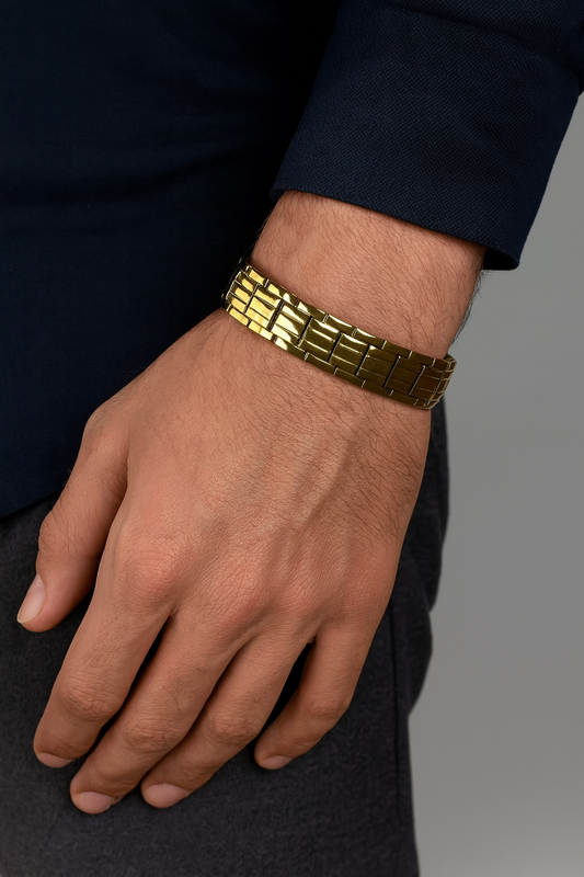 Golden Titanium Bracelet For Men Just Rs.1099/-