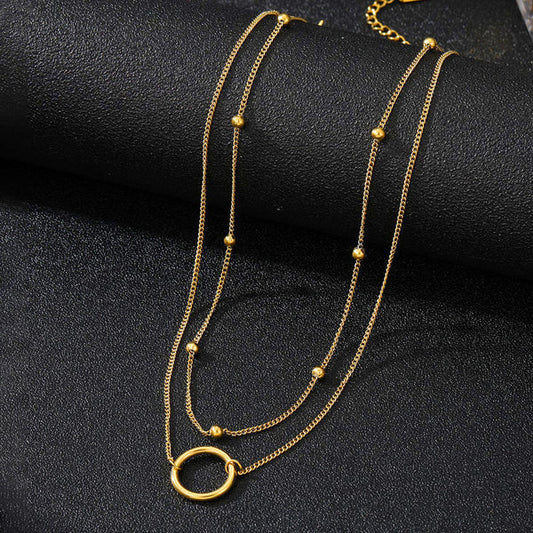 Women Stylish Double Chain Pendant Necklace For Women Skin Friendly Anti Tarnish