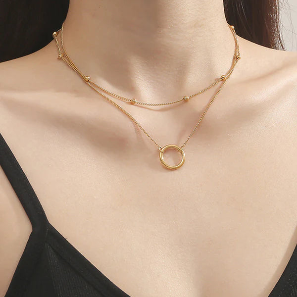 Women Stylish Double Chain Pendant Necklace For Women Skin Friendly Anti Tarnish