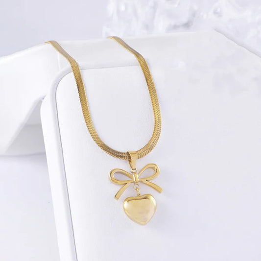 Gold Plated Heart Bow Chain Pendant Just Rs.399/-