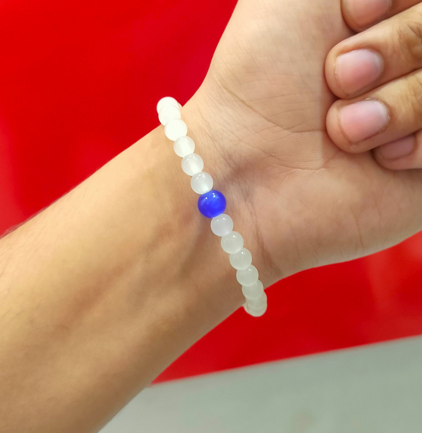 Bracotive White Beads Bracelet For Unisex