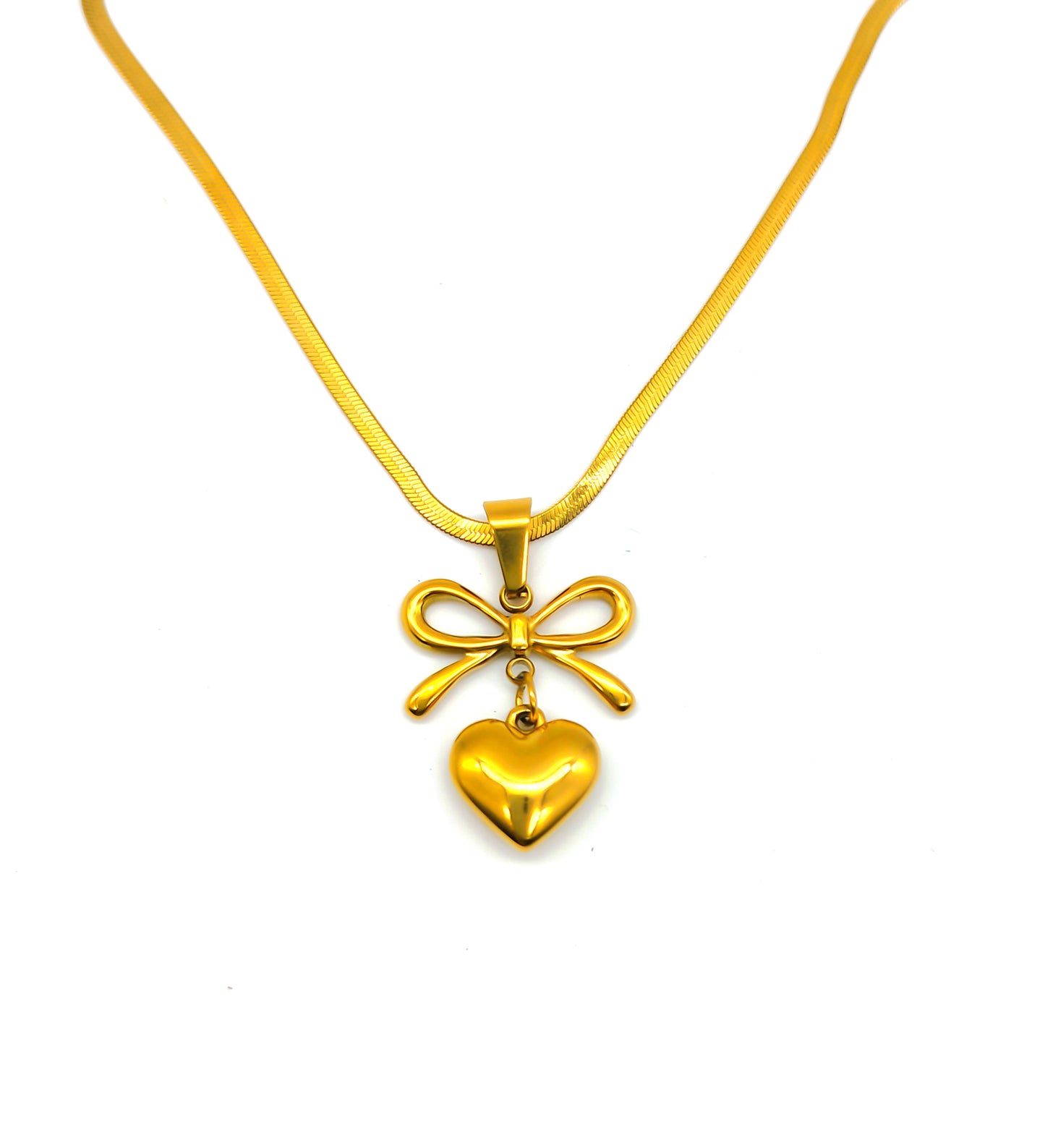 Skin-Friendly Golden Heart Shape Pendant&Chain Best Daily Wear Necklace For Women