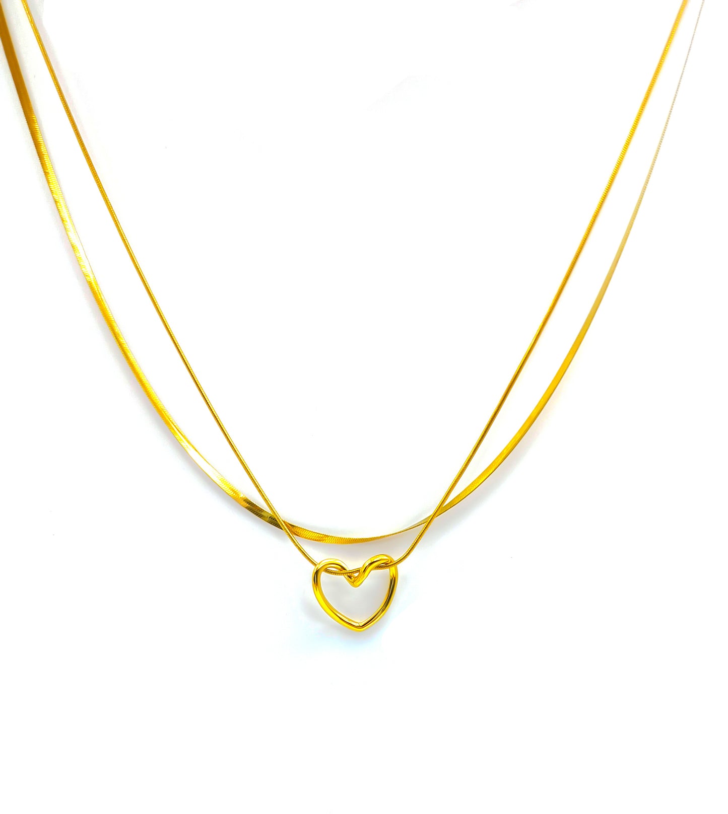 Double Chain Heart Pendant Necklace Best Gift For Womens And Girls