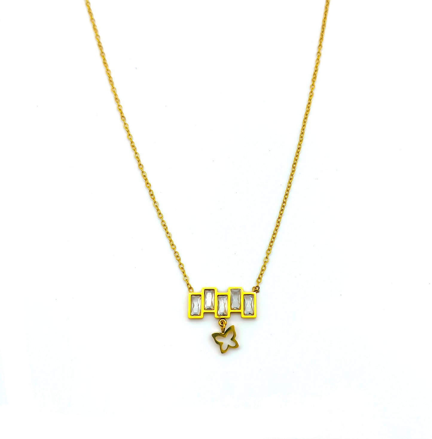 Double Chain Diamond Pendant Necklace Best Gift For Womens And Girls