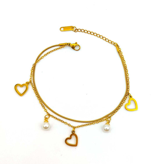 Stylish Heart Charm Bracelet For Women Skin-Friendly/Anti-Tarnish Bracelet
