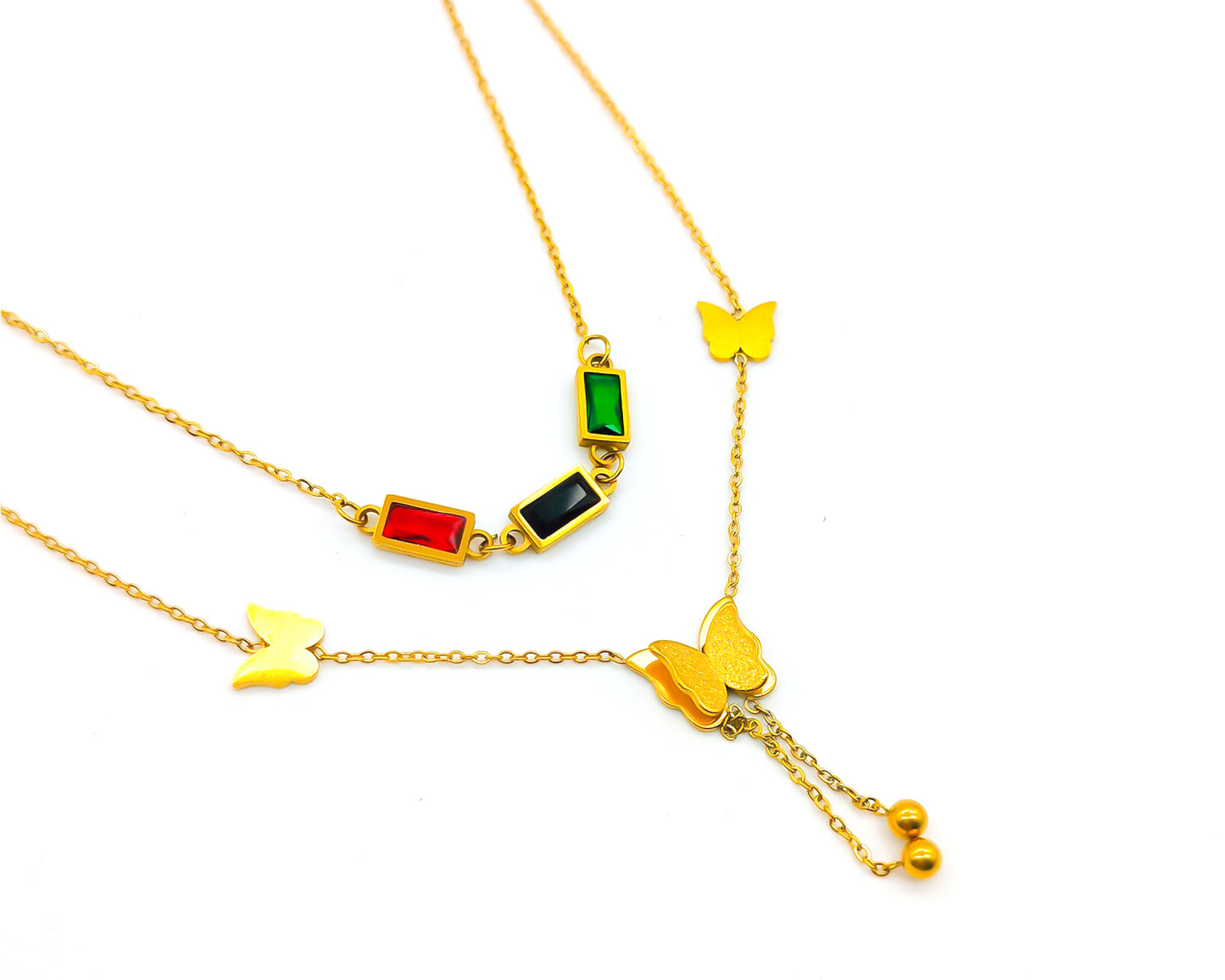 Butterfly-Infinity Stone Chain Pendant Gold Plated For Women