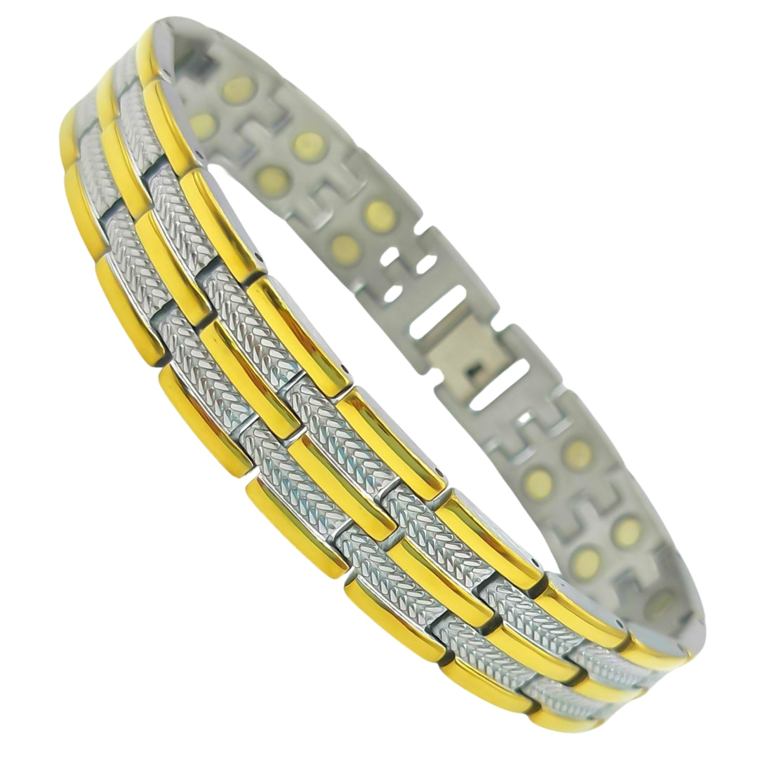 Stylish Silver Gold Plated Titanium Bracelet 22 Power Magnets Trendy Daily Wear Bio Mangetic Bracelet For Men