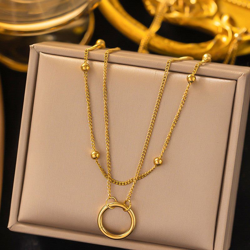 Women Stylish Double Chain Pendant Necklace For Women Skin Friendly Anti Tarnish