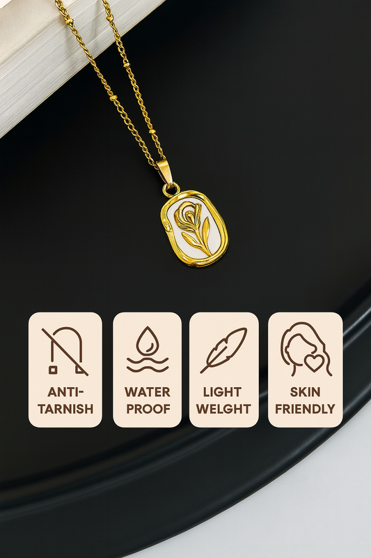 Stylish Rose Pendant Chain For Women / Anti Tarnish / Waterproof Jewelry