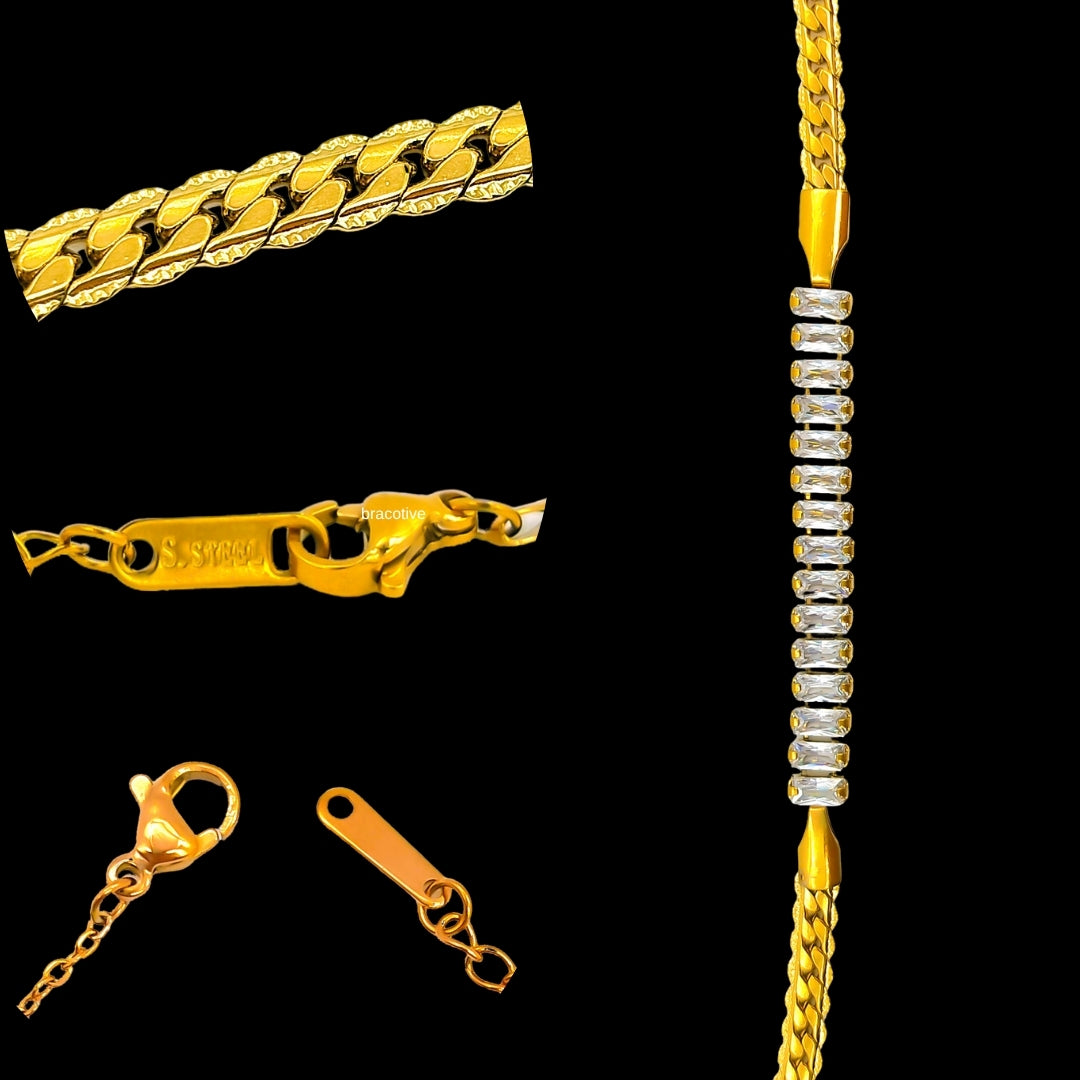 Anti-Tarnish Waterproof Diamond Bracelet For Women Gold Plated