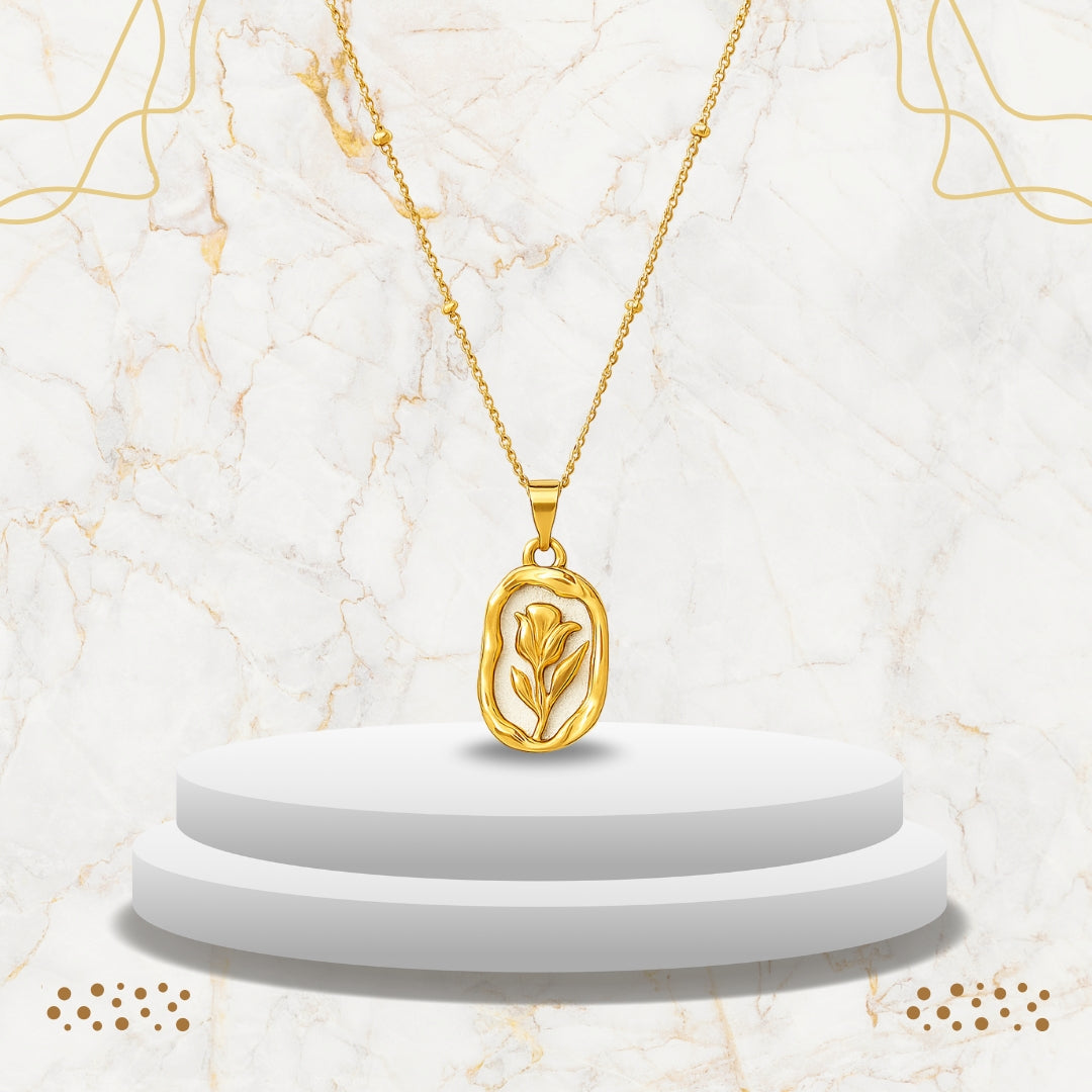 Stylish Rose Pendant Chain For Women / Anti Tarnish / Waterproof Jewelry