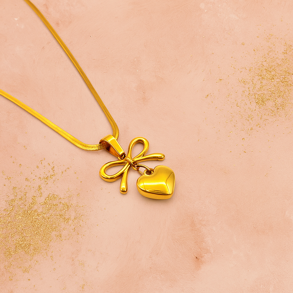 Skin-Friendly Golden Heart Shape Pendant&Chain Best Daily Wear Necklace For Women
