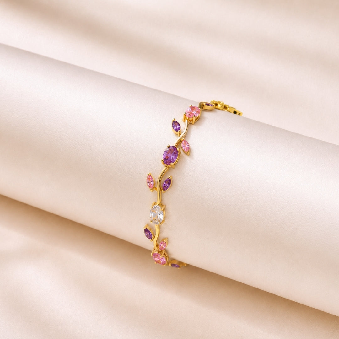 White Purple Green Combo Tulip Bracelet