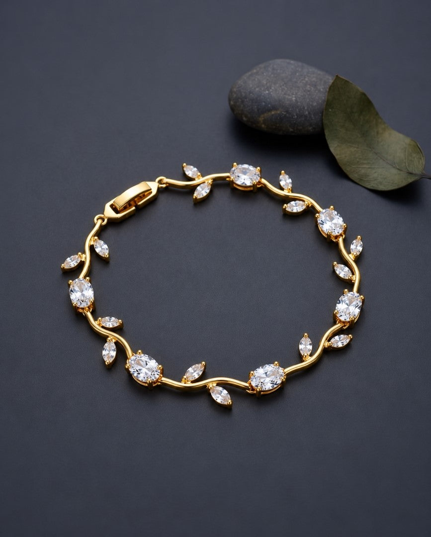 White Gold Tulip Bracelet Crystal Floral