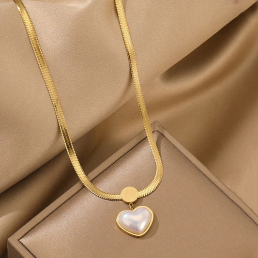 Anti Tarnish Pearl Heart Pendant Gold Chain For Women Just Rs.499/-