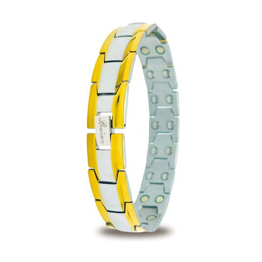 Stylish Daily Wear Bio Magnetic Bracelet For Men Trendy Silver Gold Dual Tone Magnetic Bracelet Luxury Design