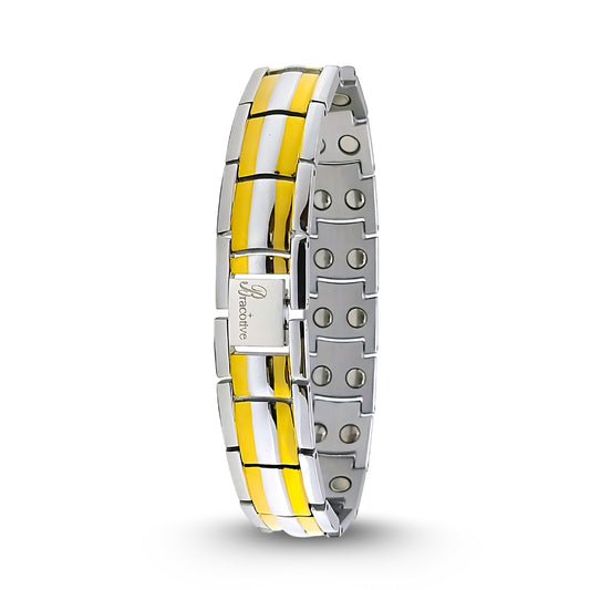 Bio Magnetic Silver Gold Titanium Bracelet Unisex Design 21 cm Size Foldover Lock