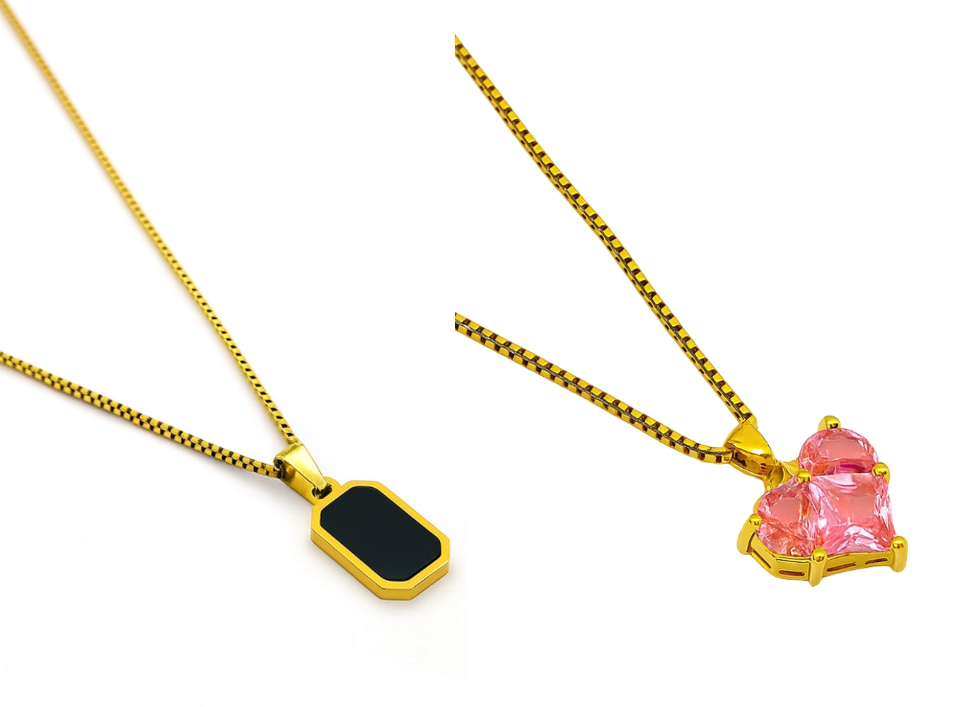 Combo Black-Pink-Gold Pendant Chain For Women / Anti Tarnish / Waterproof Jewelry
