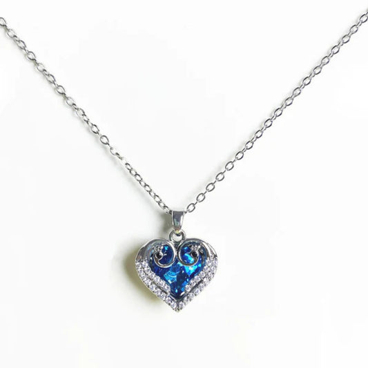Anti Tarnish Silver Blue Heart Chain For Women Just Rs.499/-