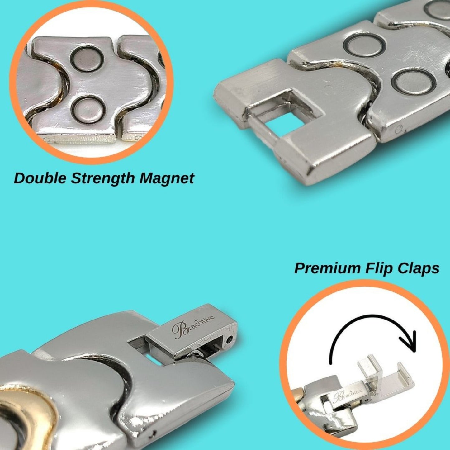 Titanium Stainless Steel Bio Mangetic Bracelet Maintain Bp With 22 Magnets Stylish Bracelet Design For Men