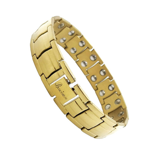 Stylish Gold Plated Titanium Bracelet 22 Power Magnets Trendy Daily Wear Bio Mangetic Bracelet For Men