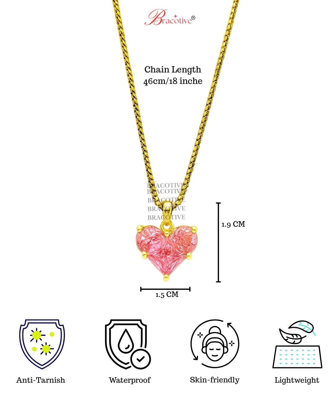 Combo Black-Pink-Gold Pendant Chain For Women / Anti Tarnish / Waterproof Jewelry