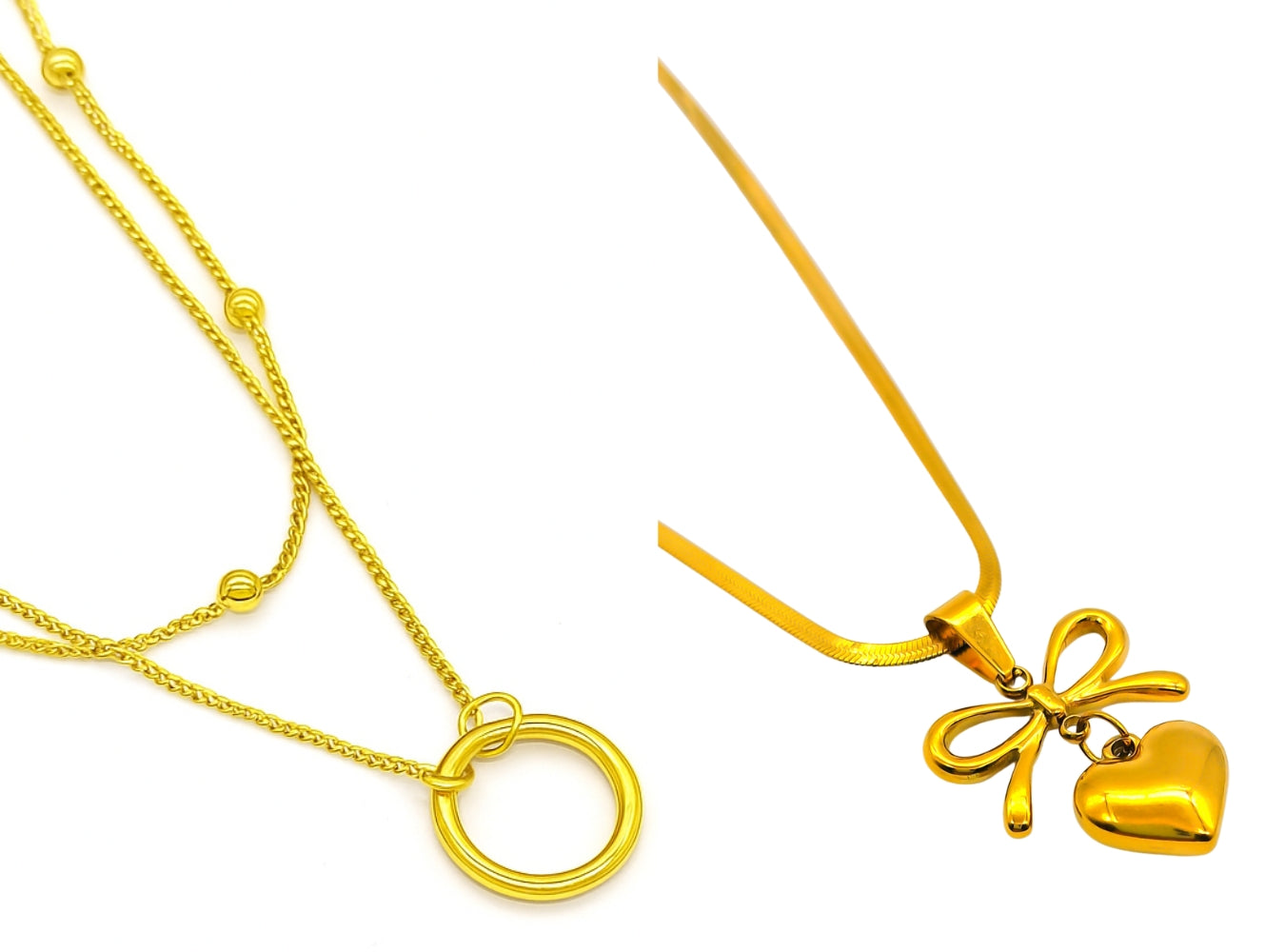 Combo Gold Pendant Chain For Women / Anti Tarnish / Waterproof Jewelry