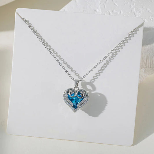 Anti Tarnish Silver Blue Heart Chain For Women Just Rs.499/-