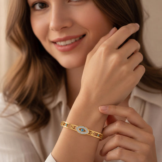Blue Evil Eye Golden Bangle For Women Just Rs.399/-