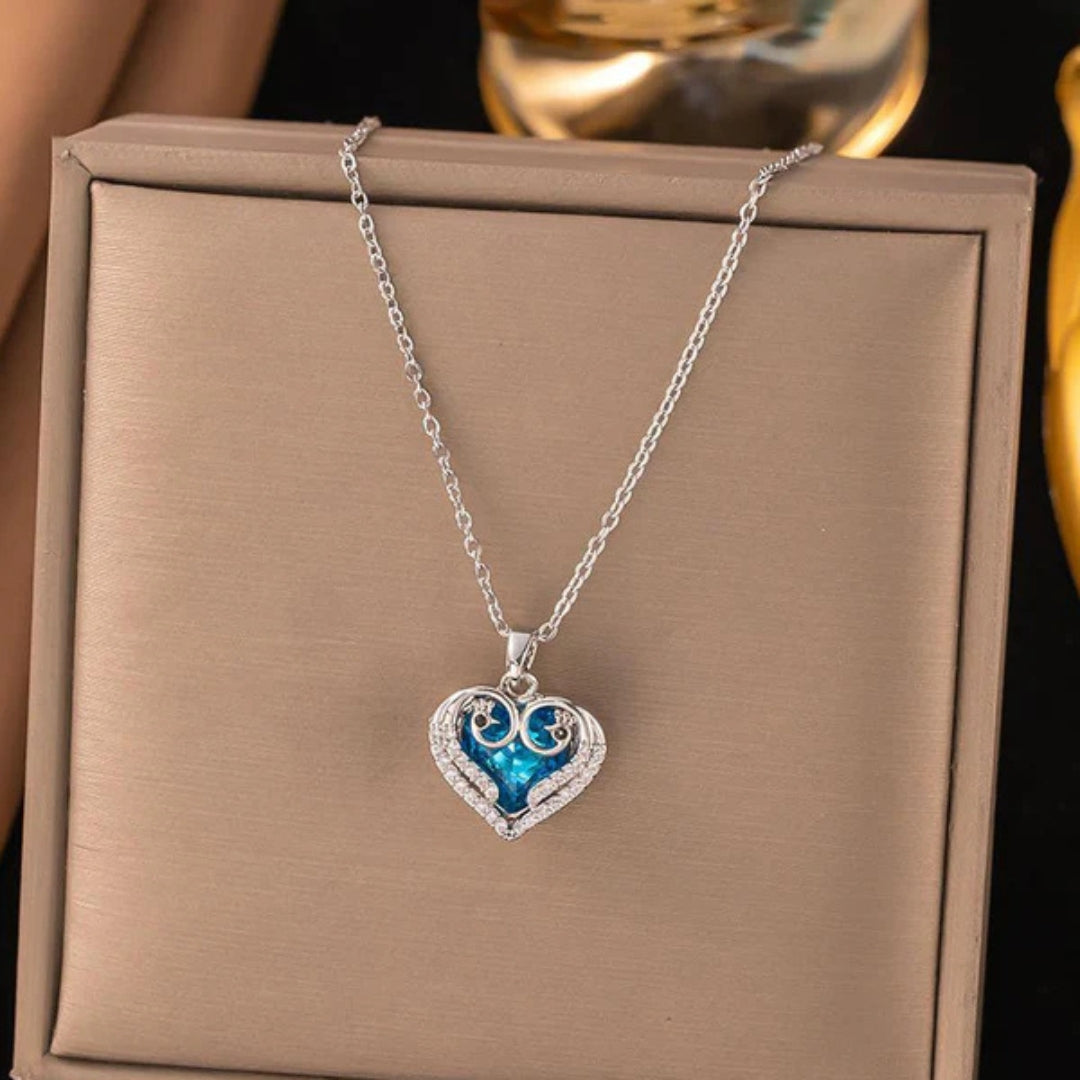 Anti Tarnish Silver Blue Heart Chain For Women Just Rs.499/-