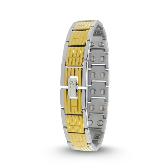 Daily Wear Titanium Bio Magnetic Bracelet For Men Stylish Silver Gold Dual Tone Magnetic Bracelet Luxury Design