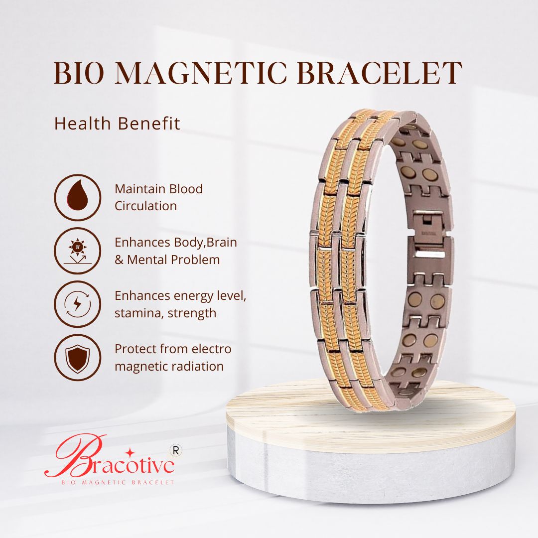 Bio Magnetic Titanium Btacelet 22 Magnets Fit Backside Stylish Design Bp Bracelet For Men Stainless Steel Material
