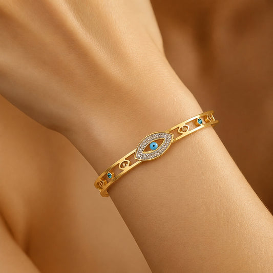 Blue Evil Eye Golden Bangle For Women Just Rs.399/-