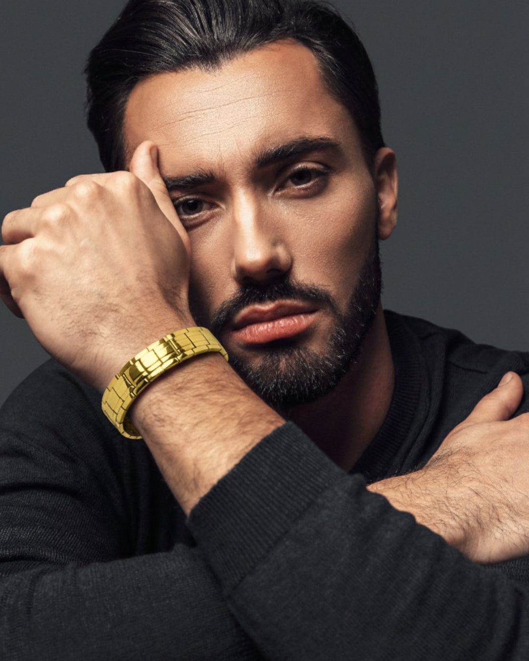 Golden Titanium Bracelet For Men Just Rs.1099/-