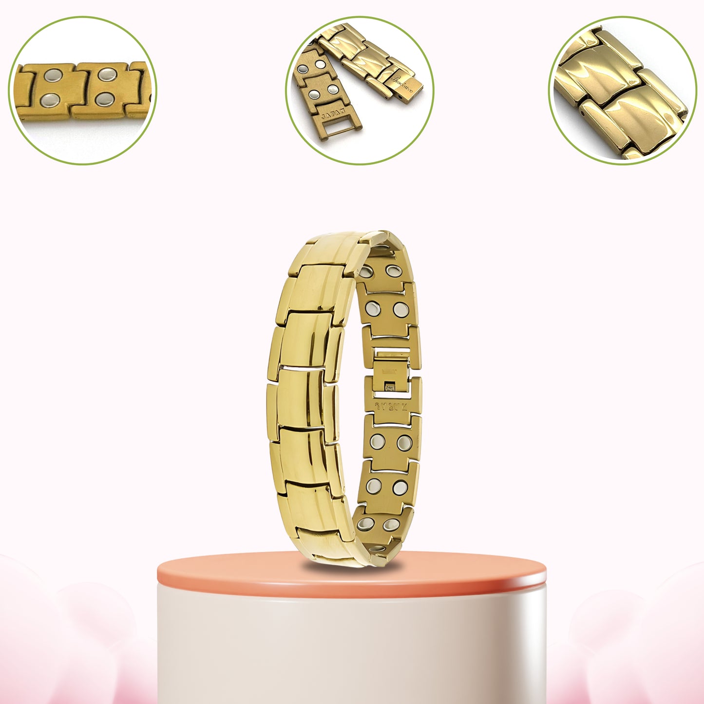 Stylish Gold Plated Titanium Bracelet 22 Power Magnets Trendy Daily Wear Bio Mangetic Bracelet For Men