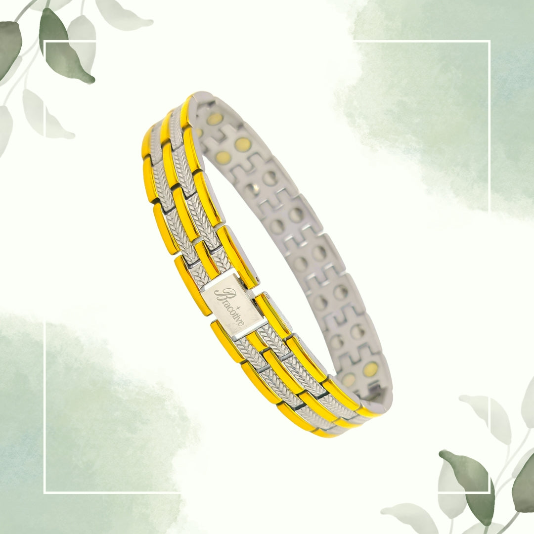 Stylish Silver Gold Plated Titanium Bracelet 22 Power Magnets Trendy Daily Wear Bio Mangetic Bracelet For Men