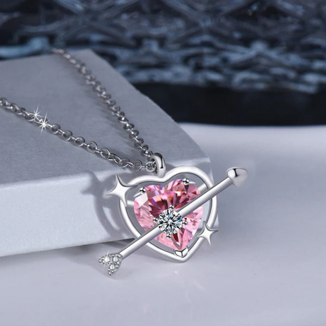 Anti Tarnish Silver Arrow Pink Heart Chain For Women Just Rs.499/-