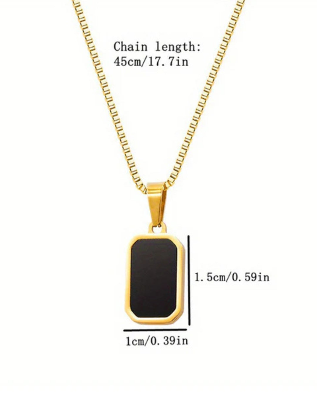 Stylish Rectangle Black-Gold Pendant Chain For Women / Anti Tarnish / Waterproof Jewelry