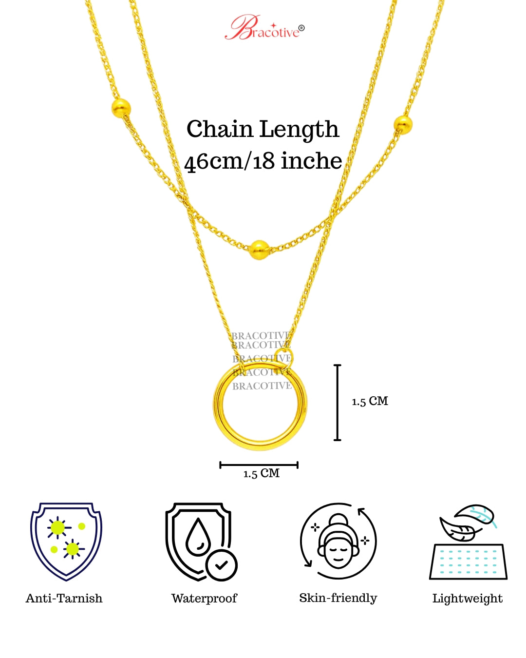 Combo Gold Pendant Chain For Women / Anti Tarnish / Waterproof Jewelry